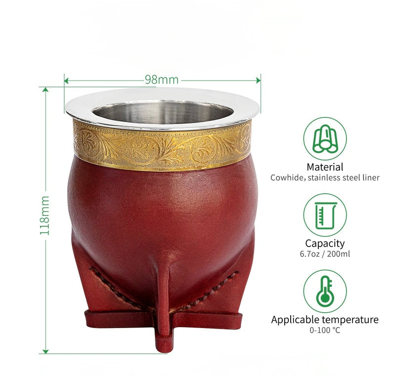 Premium calabasse en Cuir et Acier Inox